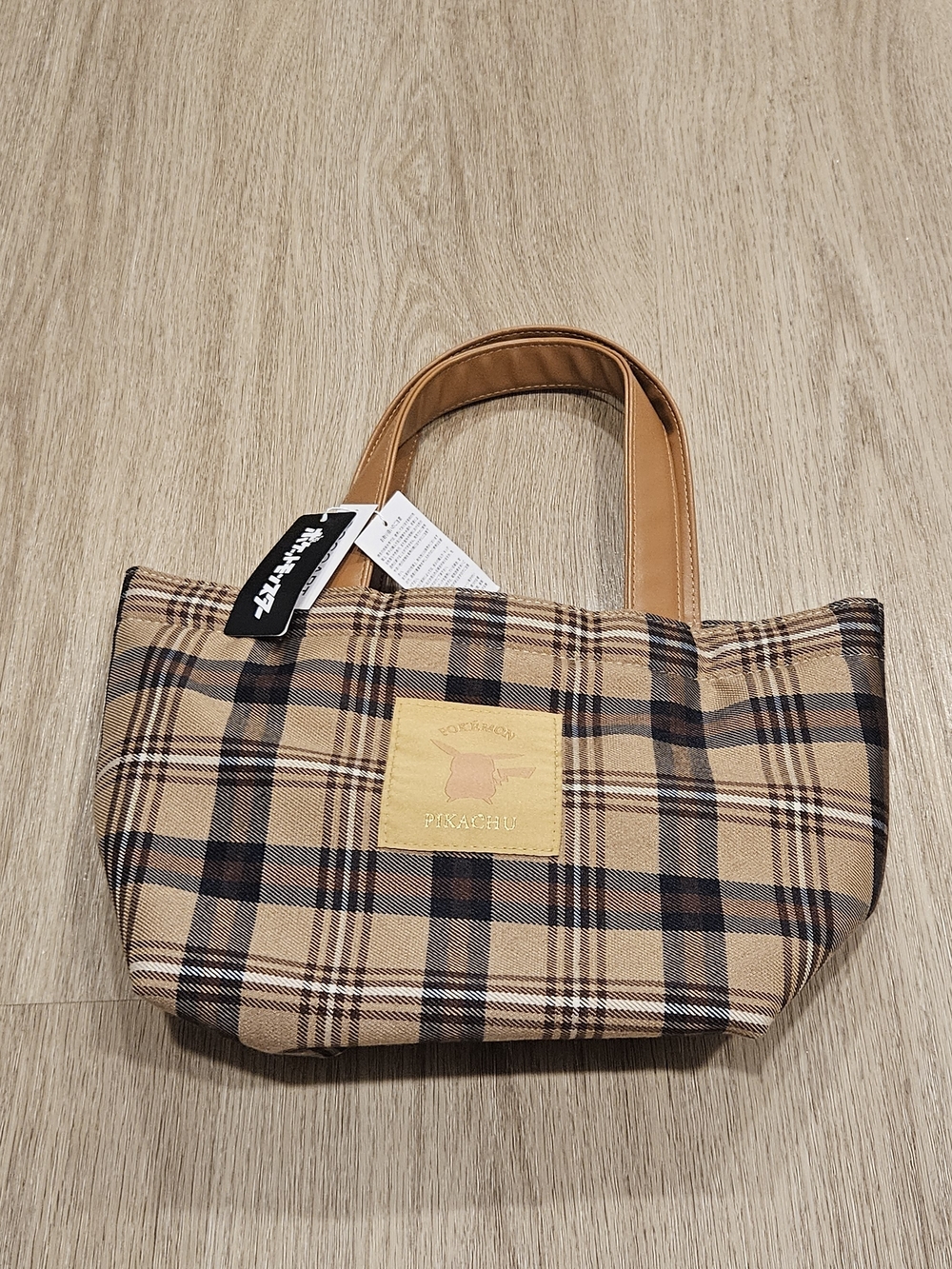 Pokémon Center Japan Pikachu Plaid Mini Tote Bag / Lunch Bag NWT